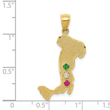 14K Italy Map with Emerald/Ruby/CZ Stones Charm