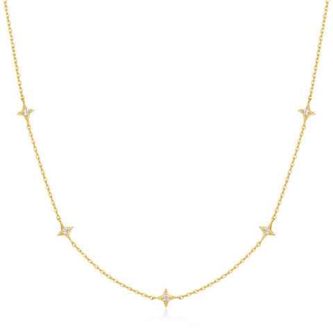 Gold Stars Station Necklace
