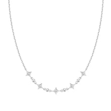 Silver Sparkling Star Station Necklace