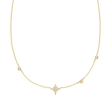 Gold Eight-Pointed Star Cubic Zirconia Station Necklace