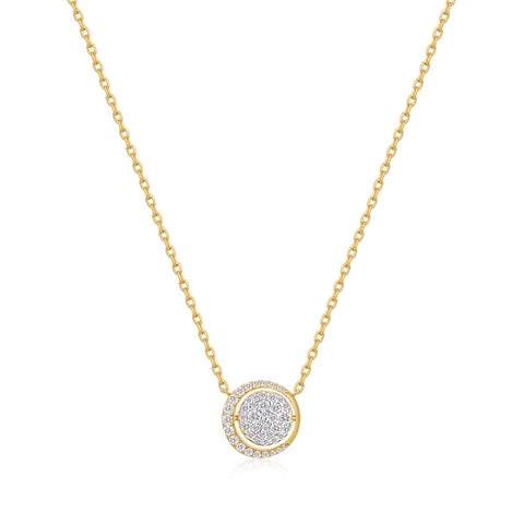 Gold Reversible pave Moon Evil-Eye Necklace
