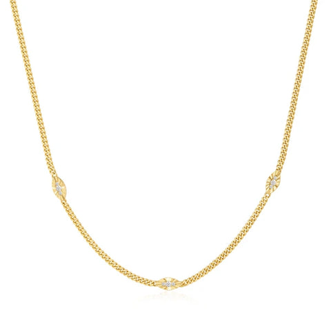 Gold Evil Eye Station Necklace