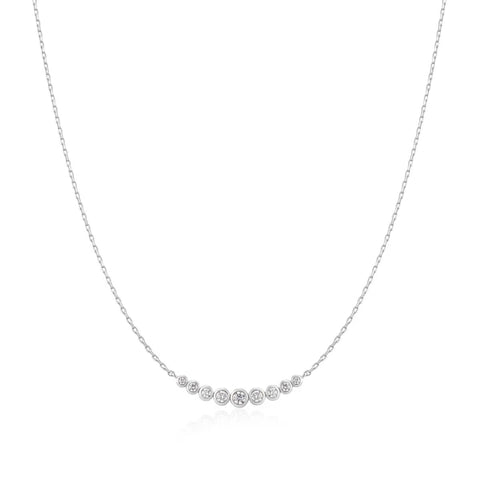Silver Graduated Bezel-Set Necklace