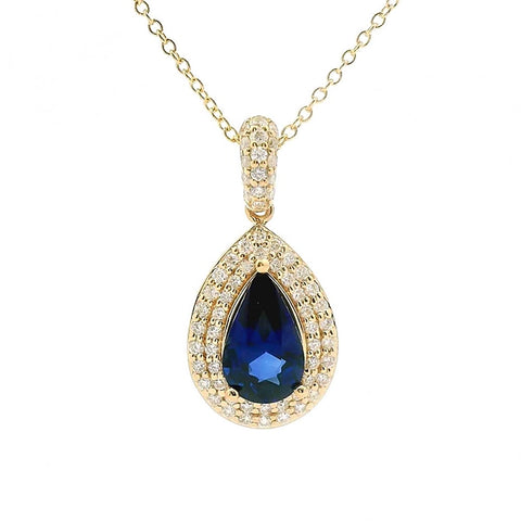 Luxe Pear Shaped Sapphire Pendant Necklace