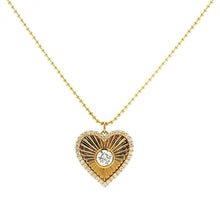 Fluted Heart Pendant Diamond Necklace