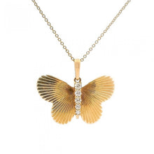 Fluted Butterfly With Diamond Accent Center
