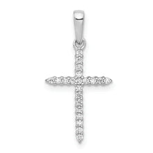 10K White Gold 1/6 carat Diamond Cross Pendant