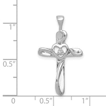 14k White Gold AA Diamond Cross with Heart Pendant