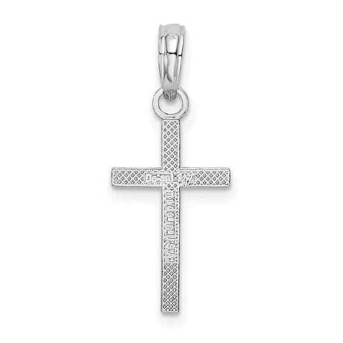 De-Ani Sterling Silver Rhodium-plated Polished Flat Latin Cross Pendant