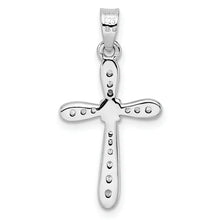 Sterling Silver Rhodium-plated with CZ X-Center Cross Pendant