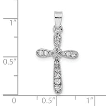 Sterling Silver Rhodium-plated with CZ X-Center Cross Pendant