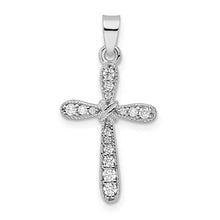 Sterling Silver Rhodium-plated with CZ X-Center Cross Pendant