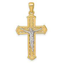Sterling Silver Gold-tone and Rhodium-plated Polished Crucifix Cross Pendant