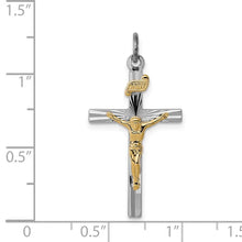 Sterling Silver Platinum-plated and Vermeil INRI Crucifix Charm