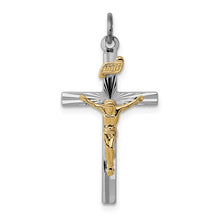 Sterling Silver Platinum-plated and Vermeil INRI Crucifix Charm