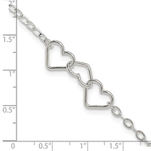 Sterling Silver 9inch Solid Polished Fancy Heart Link Anklet