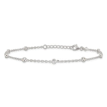 Sterling Silver Bezel CZ 8-Station 8.75 inch Plus 1 inch extender - Total 9.75 inch Anklet