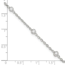 Sterling Silver Bezel CZ 8-Station 8.75 inch Plus 1 inch extender - Total 9.75 inch Anklet