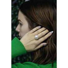 South Sea Pearl Tapered Baguette Halo Cocktail Ring