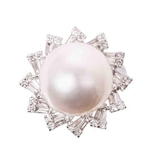 South Sea Pearl Tapered Baguette Halo Cocktail Ring