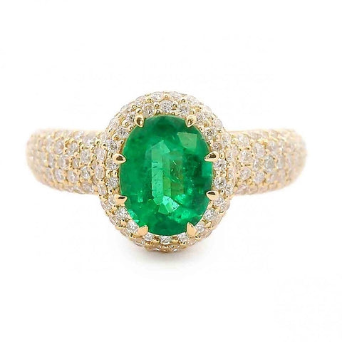 Oval Emerald Diamond Pave Ring