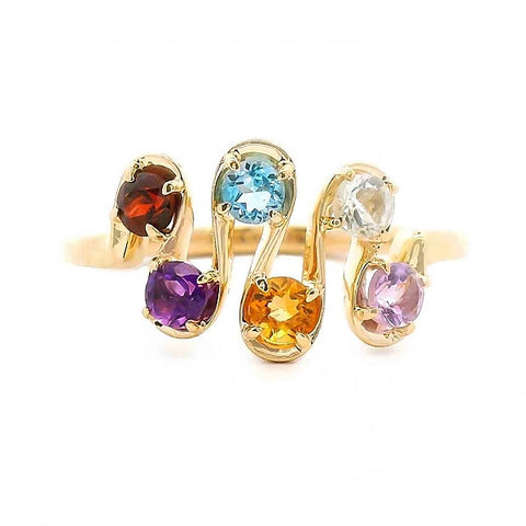 Wavy Zig Zag Motif Gemstone Ring