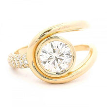 Round Diamond Bezel-Accented Interlocking Ring