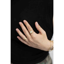 Round Diamond Bezel-Accented Interlocking Ring