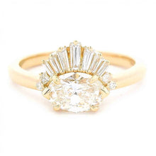 Oval Diamond Ring With Half Baguette Diamond Halo
