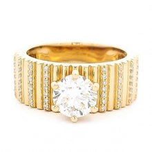 Wide Fluted Band with Diamond Accent Ring