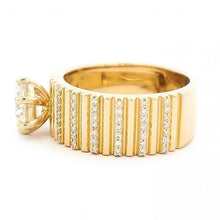 Wide Fluted Band with Diamond Accent Ring