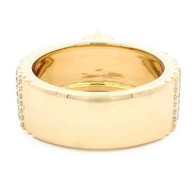 Wide Fluted Band with Diamond Accent Ring