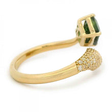 Teal Emerald-Cut Sapphire Asymmetrical Double Shank Ring