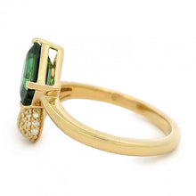 Teal Emerald-Cut Sapphire Asymmetrical Double Shank Ring