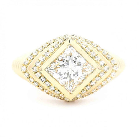 Princess Diamond Ring with Pointed Diamond Accents