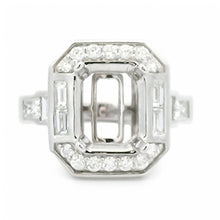 Octagon Center Semi-Mount Ring With Baguette, Princess And Round Diamond Accents