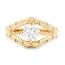 Round Diamond NSEW Ring with Burnished Accents