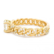 Round Diamond With Cuban Link Shank Ring