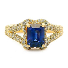 Split Shank Diamond Pave Sapphire Ring