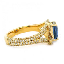 Split Shank Diamond Pave Sapphire Ring