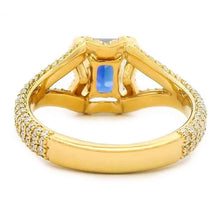 Split Shank Diamond Pave Sapphire Ring