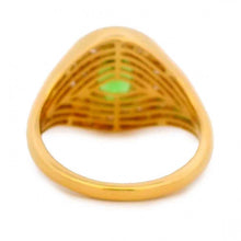 Oval Tsavorite Signet Ring With Burnished Diamond Accents