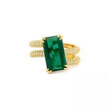 Spiral Wrap Pave Diamond Ring With Emerald Cut Green Tourmaline