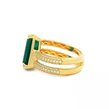 Spiral Wrap Pave Diamond Ring With Emerald Cut Green Tourmaline