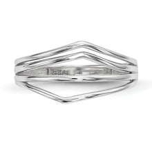 14k White Gold Polished Curved 4-Bar Ring