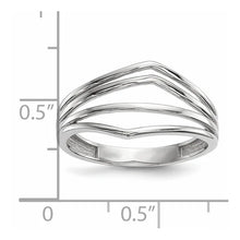 14k White Gold Polished Curved 4-Bar Ring