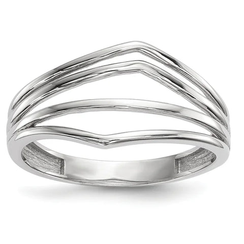 14k White Gold Polished Curved 4-Bar Ring