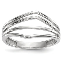 14k White Gold Polished Curved 4-Bar Ring