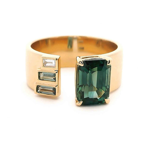 Ombre Teal Sapphire Ring