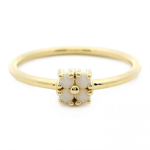 4 Petal Floral Motif Opal Ring